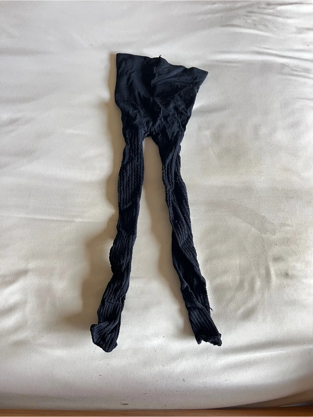Navy Dark Blue Textured Cable Knit Footed Tights Stockings Stretch Hosiery